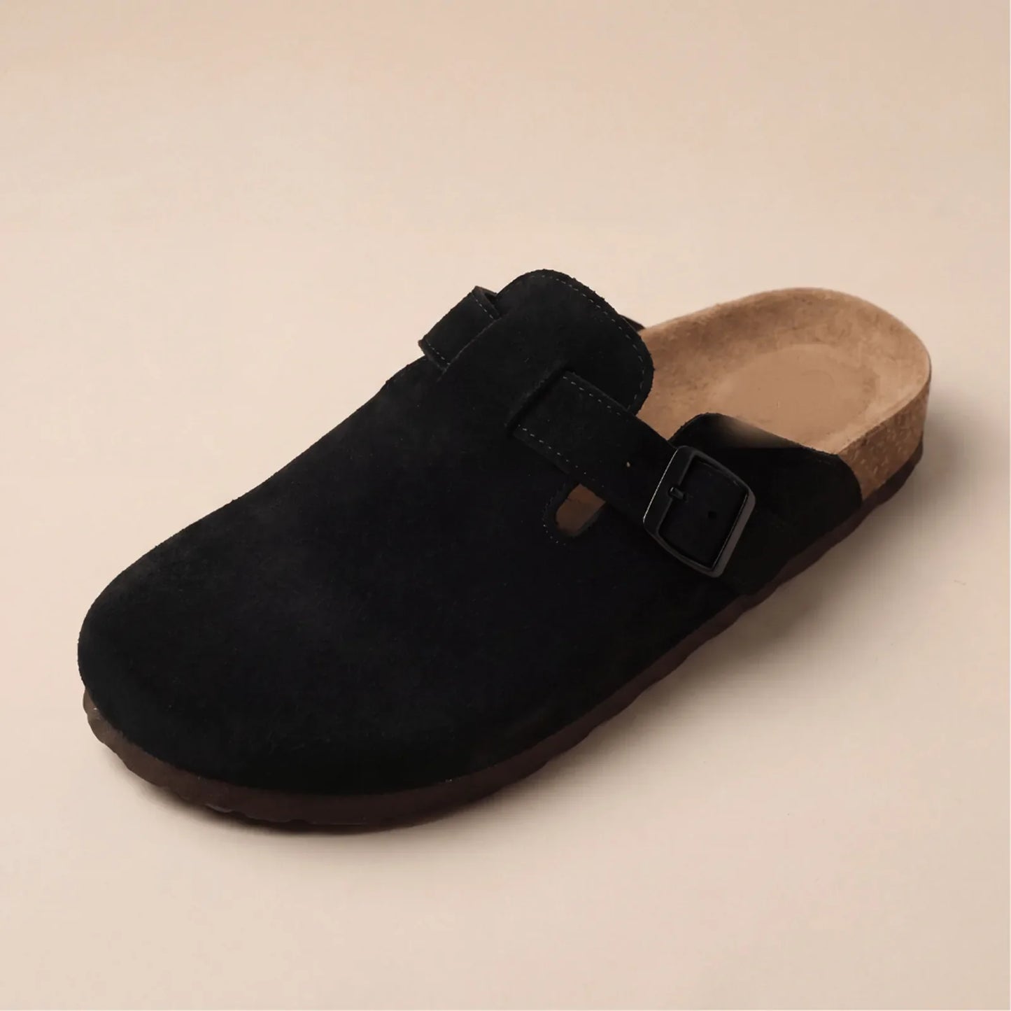 Qorvira suede clog in Black