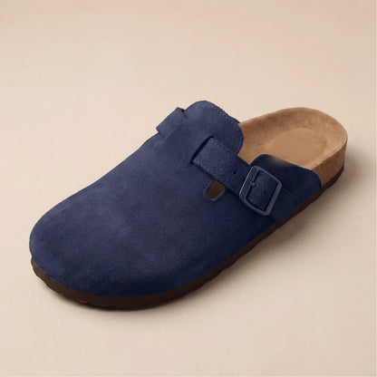 Qorvira suede clog in Navy