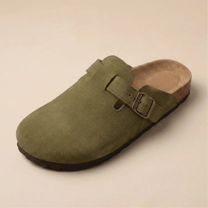 Qorvira suede clog in Army Green
