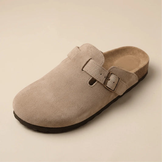 Qorvira suede clog in Taupe